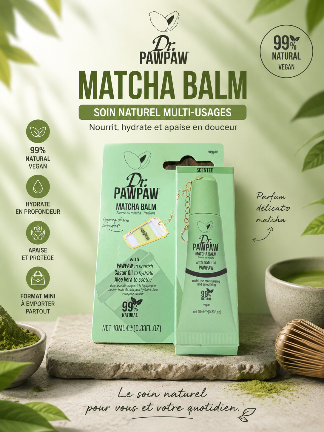 Matcha Balm Porte-Clés Hydratant